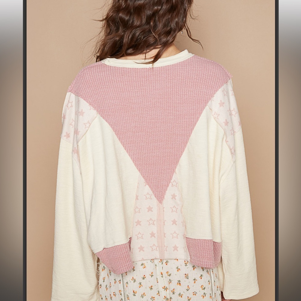 POL. 🩷 Cream and Pink Star Top - Picture 4 of 6